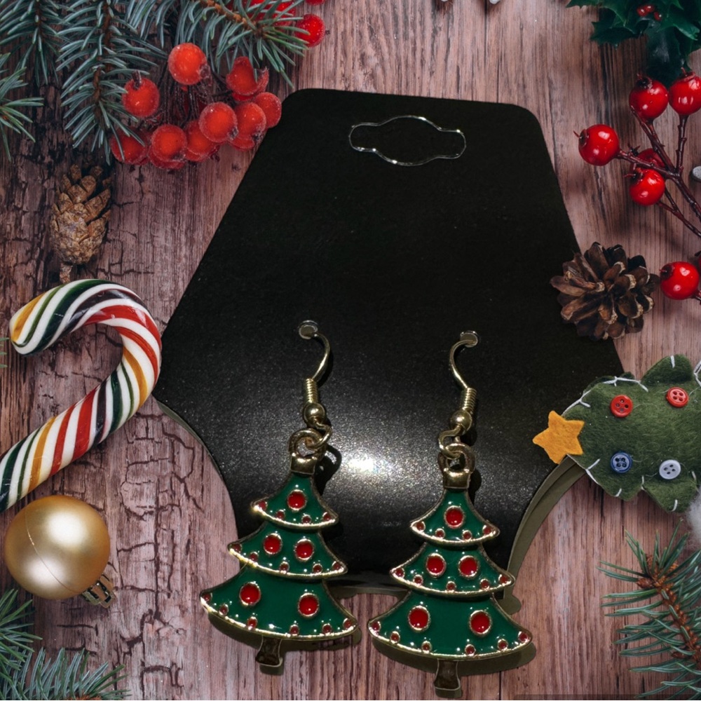 Christmas tree decor drop earrings